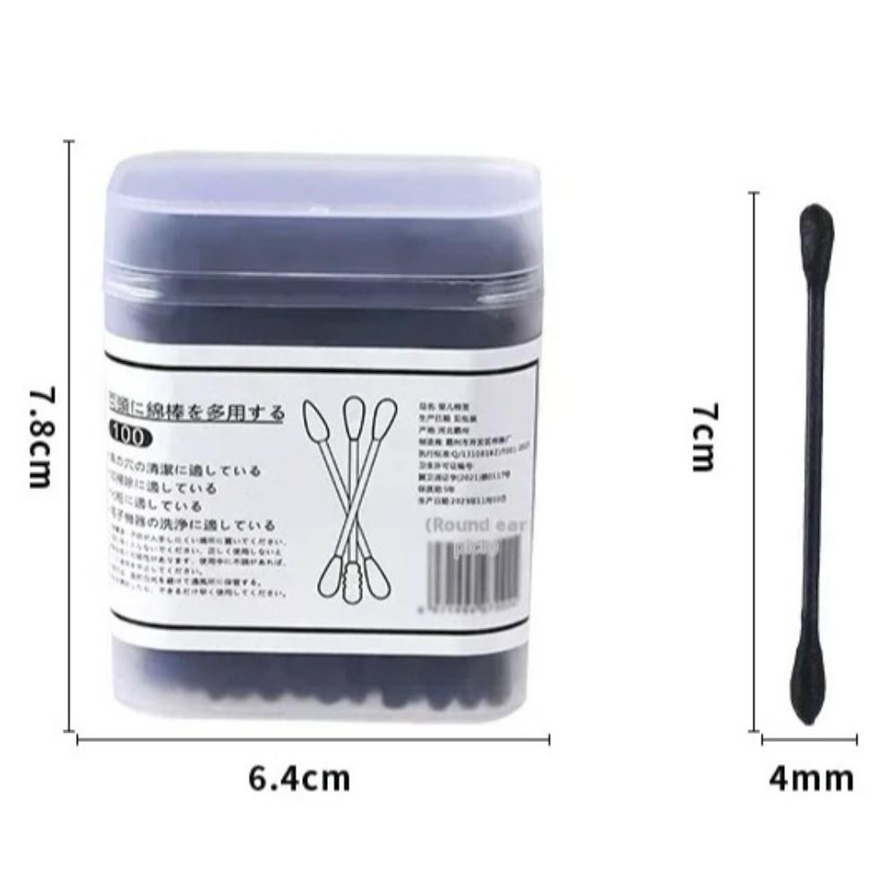 100Pcs New Black Disposable Cotton Swabs Spiral Shape Double-Headed Cleaning Cotton Bud Soft Makeup Cotton Swab Universal