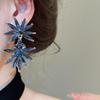 Silver Needle Rhinestone Flower Geometric Studs: Exquisite, Luxurious, High-End Earrings for Women
