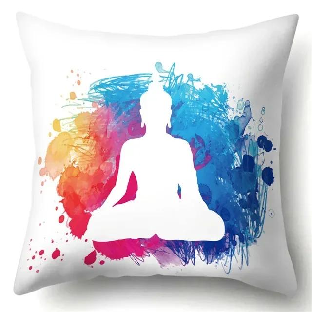 Buddha Head Eye Print Cushion Cover Case Buddhism Decorative Pillow Cover Polyester Home Hotel Car Decoration Pillowcase 45X45CM