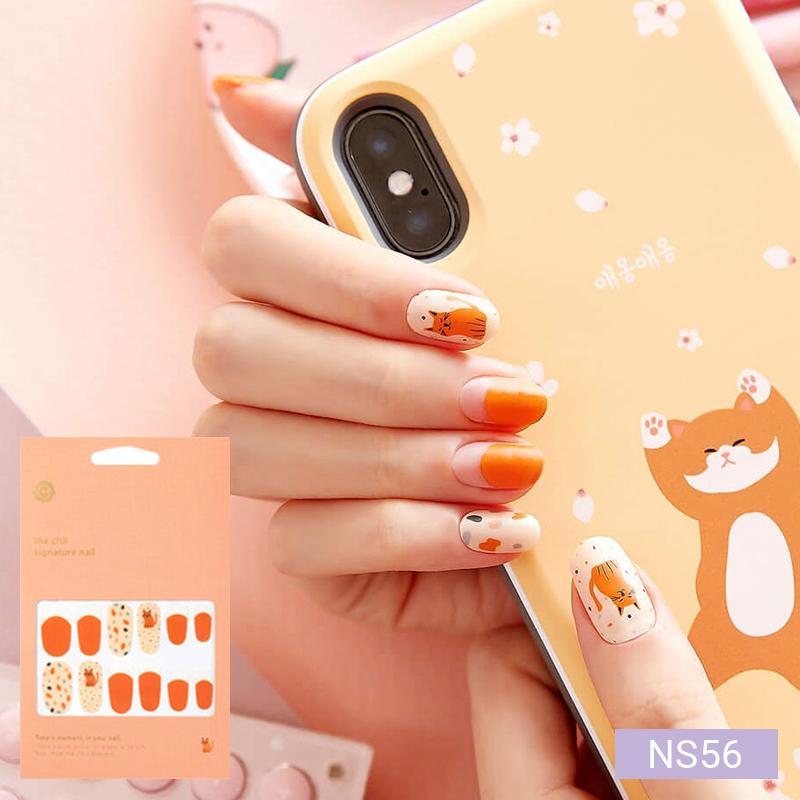 Warm-Tone Nail Stickers 24pcs | Self-Adhesive Strips, Caramel&Plaid Mix, Quick 5-Min Manicure