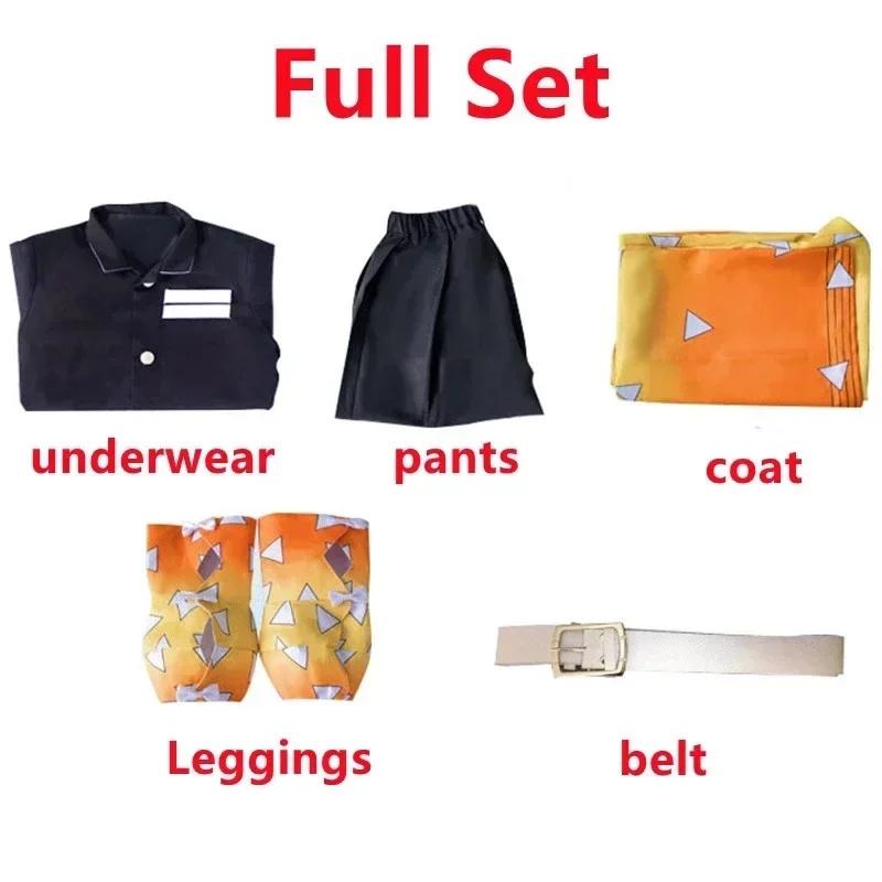 Costume Cosplay Kimono Uniforme Agatsuma Zenitsu Anime Demon Slayer Kimetsu No Yaiba per Adulti e Bambini Costumi per Feste di Halloween