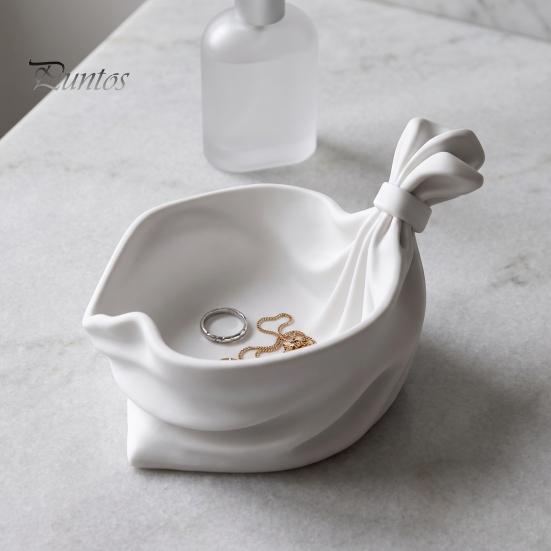 Colorful Holiday Decoration 3D Printed Gift Bag Shaped Storage Tray, Pleated Catchall Bowl for Candy, Versatile Desk Accessory Festive Table