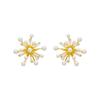 Copper-Plated Gold French Firework Geometric Earrings with Micro-Paved Zircon and 925 Silver Needle