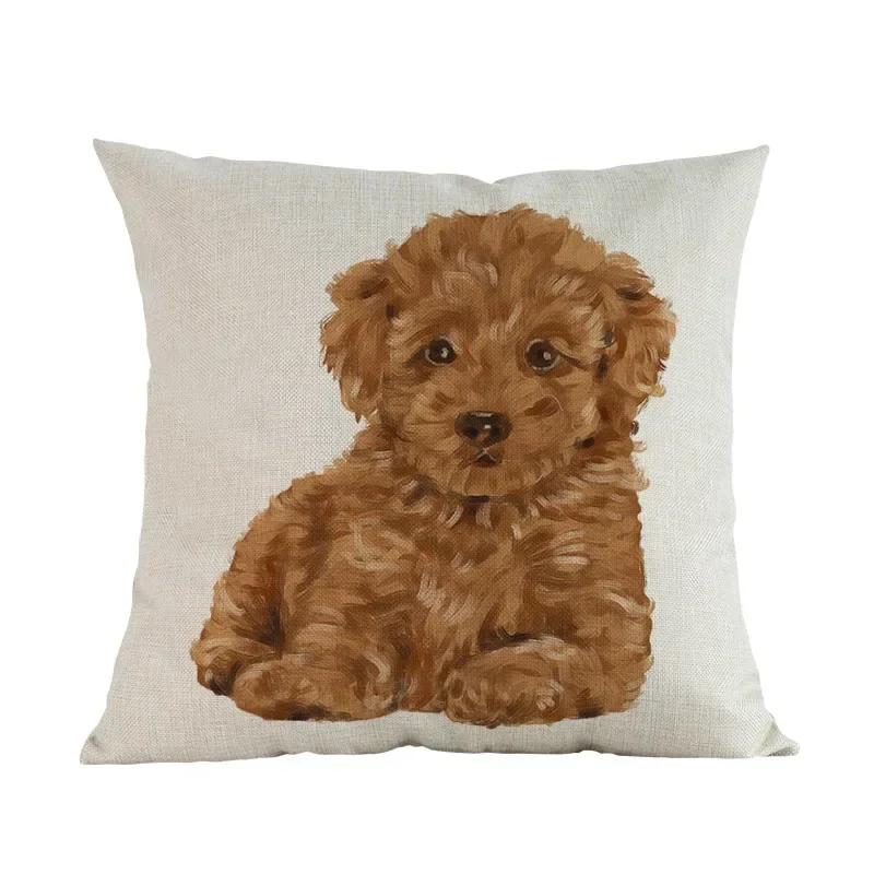 Watercolor Style Pet Dog Cushion Cover Home Living Room Sofa Decoration Pillow Case Chair Car Bedroom Decorative Pillowcase Gift
