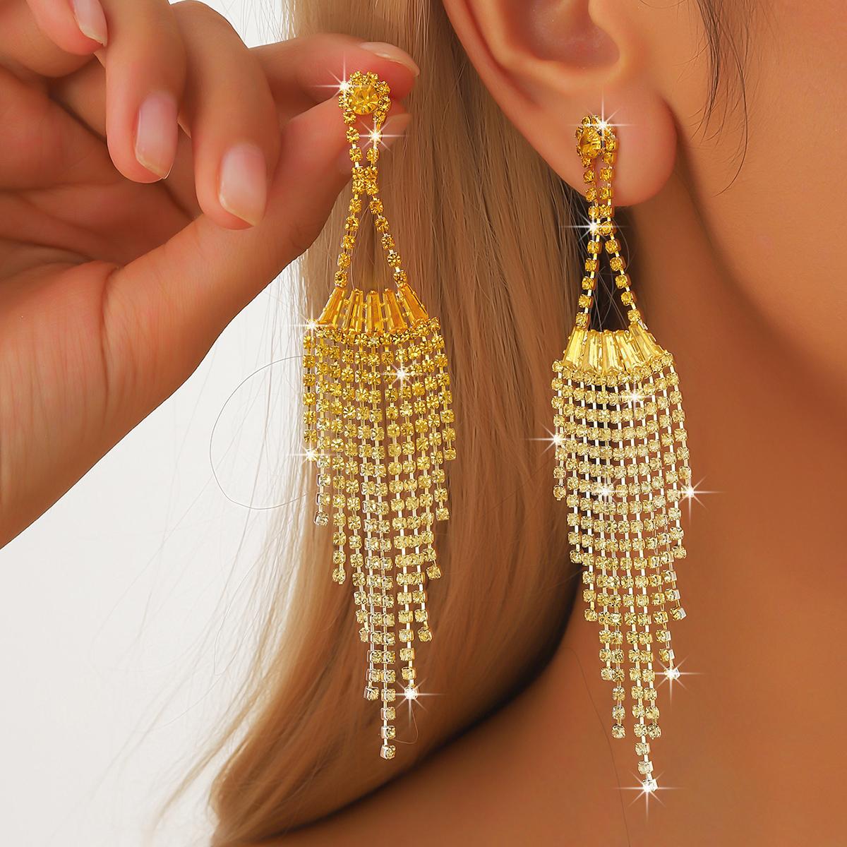 European and American fashion long style chic tassel geometric earrings temperament socialite earrings gentle lady earrings
