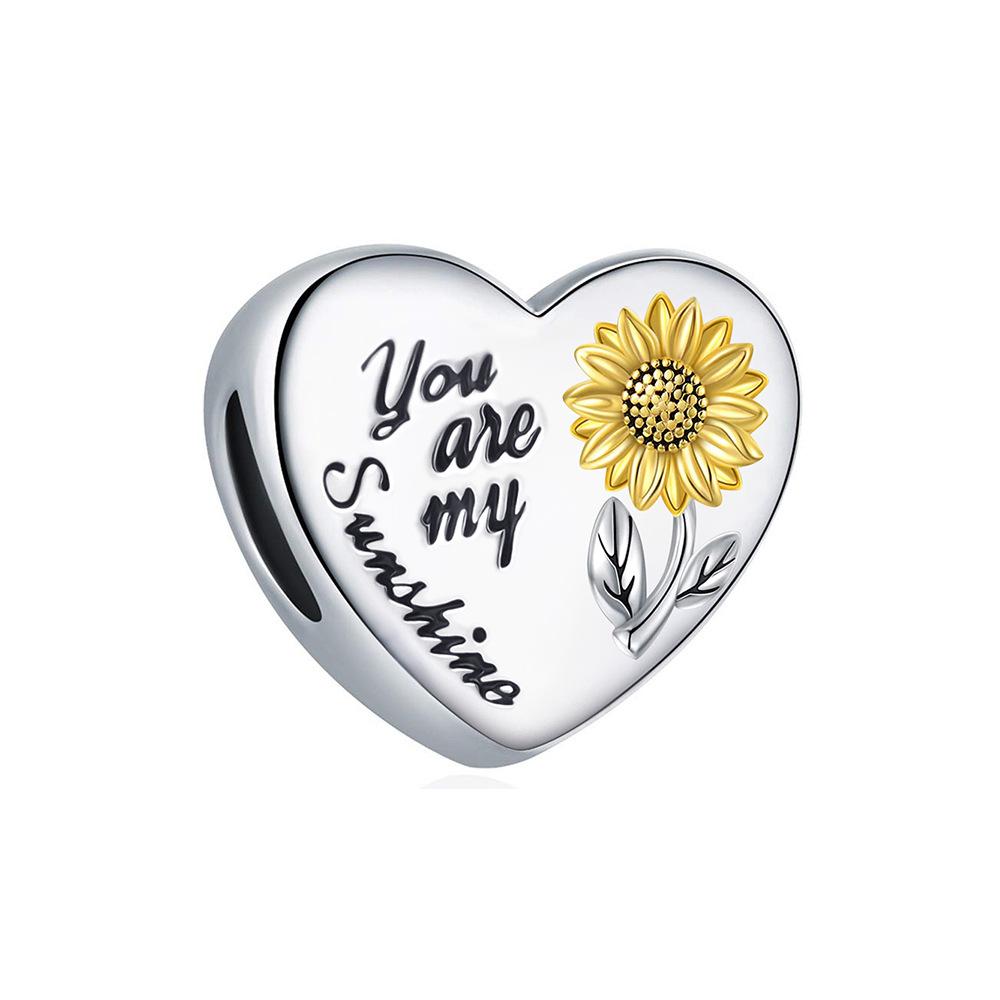 S925 Silver Fashion Heart DIY Bead Jewelry Birthday Gift Family Theme Beaded Accessories