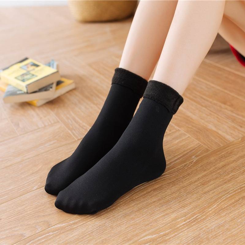 

Snow Socks For Women Plus Velvet And Thickened Floor Socks Winter Cold-Proof And Warm Self-Heating Women S Mid-Calf Socks One Size