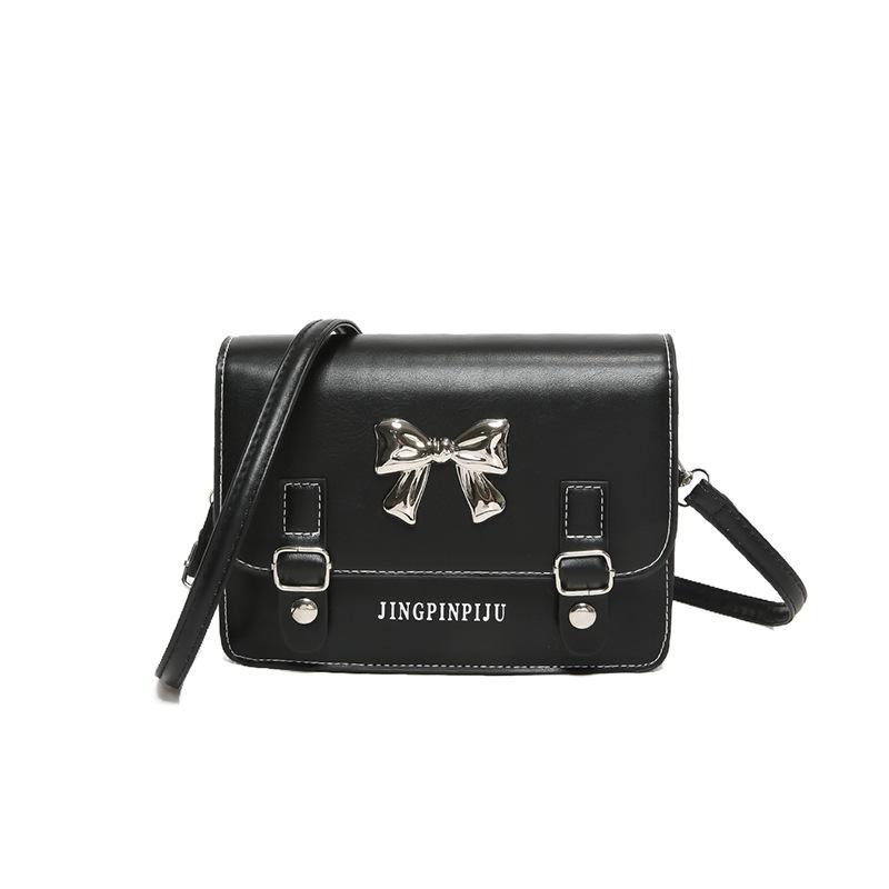 

Женская сумка Модная маленькая квадратная сумка Сумка через плечо с бантом Маленькая свежая в иностранном стиле Универсальная сумка-мессенджер чёрный
