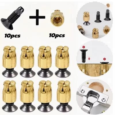 10 Sets Cabinet Door Fix Metal Fastener Inserts Furniture Door Fix Inserts  Furniture Door