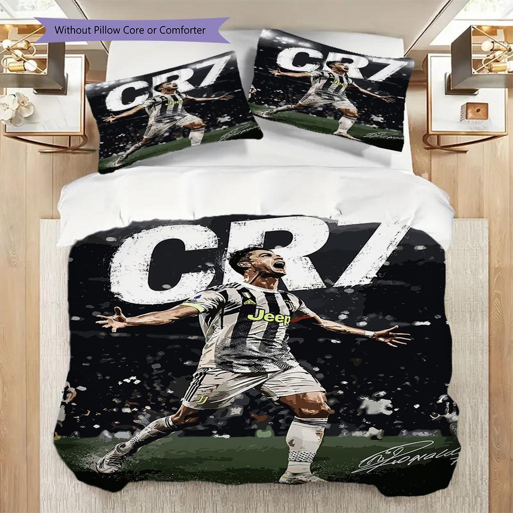 CR7's Legacy Three-piece set (1 * duvet cover + 2 * pillowcase, without core) Soft and comfortable Christmas birthday gift Duvet cover and pillowcase