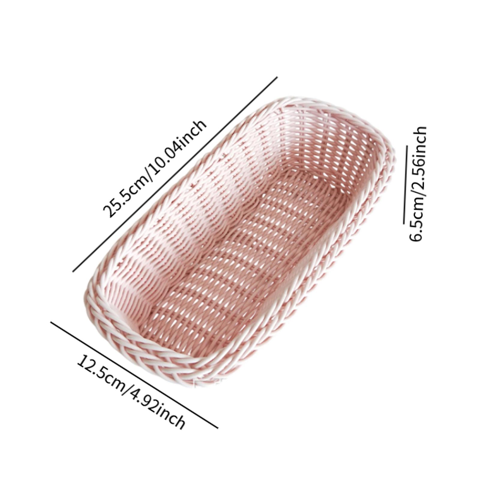 

1Pcs Creative Fruit Storage Basket Rectangle Shaped Woven Plastic Dried Fruit Basket for Home Party KTV Candy Snacks Organizer розовый