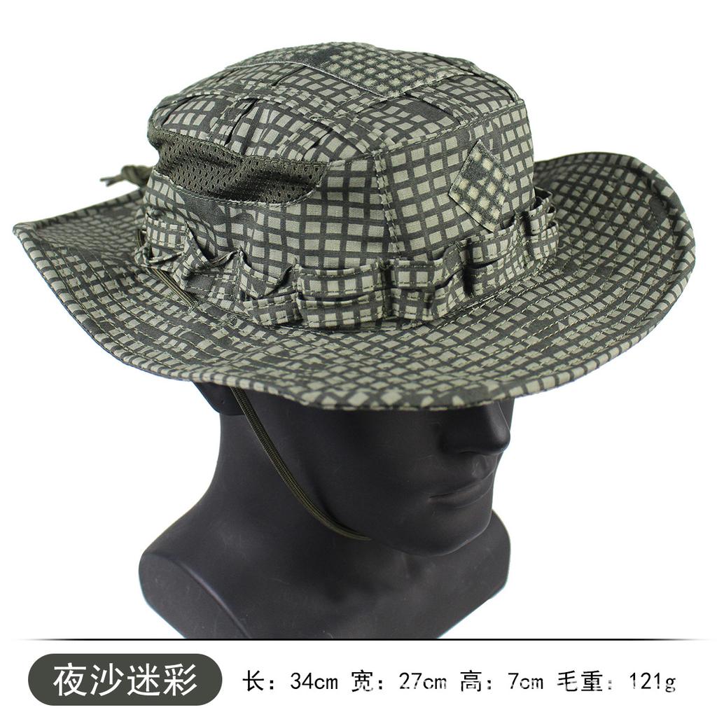 Tactical Camouflage Penny Hat Outdoor Jungle Mountaineering Fishing Fishing Hat Sun Protection Summer Shade Velcro Bucket Hat