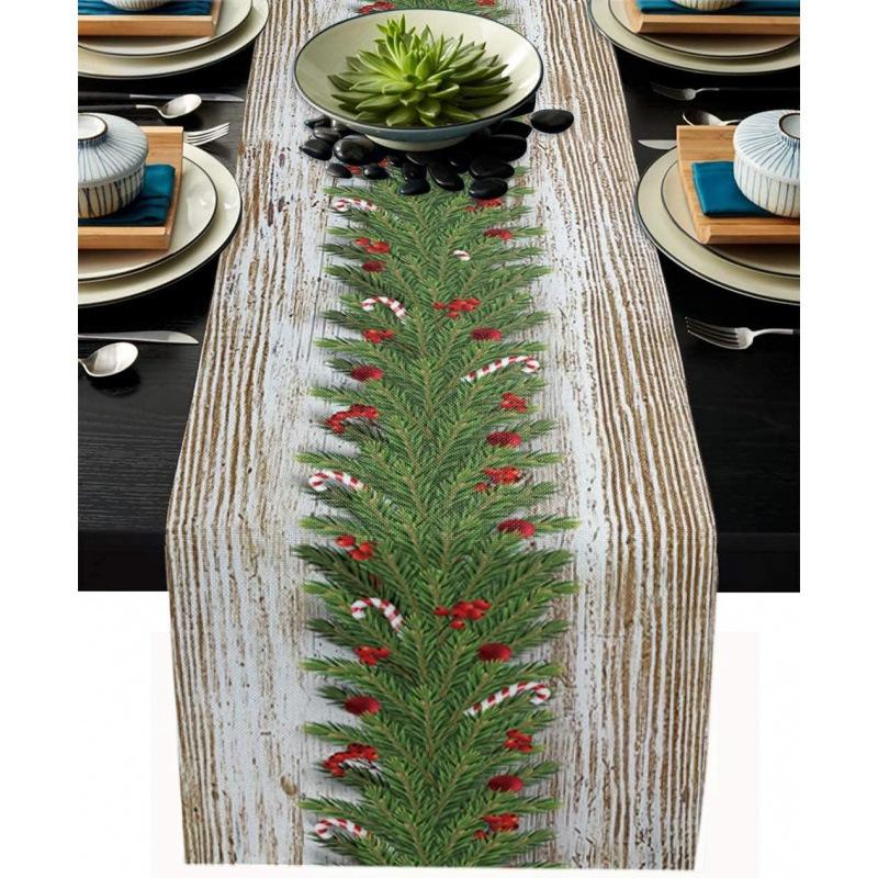 Runner da Tavola Fiocco di Neve Festivo Robusto Lino Decorazione Albero di Natale Copritavola da Pranzo