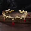 Leaves Shape Forehead Chain Pendant Bride Tiara Elegant Forehead Ornaments  Girl