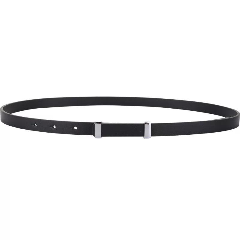 Meier Black and red small belt, women's trendy thin waist belt, first-layer cowhide women's belt