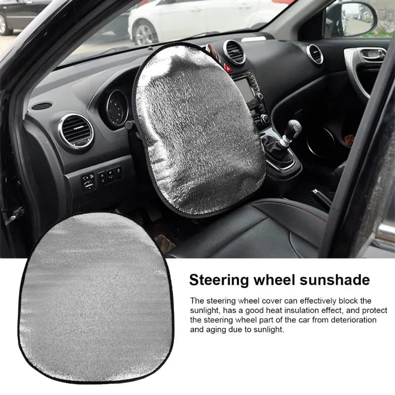 Car Steering Wheel Sun Shade Double Thick Sun Protection Foldable Anti-uv Sunscreen Car Supplies Car Steering Wheel Cover Silver
