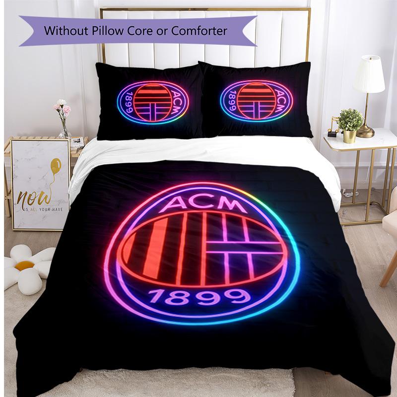 Set Lenzuola Stampa AC Milan 3 Pezzi Morbido Delicato sulla Pelle Lavabile Copripiumino e Federe Set Stagione Unica Camera da Letto