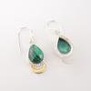 Zielony Malachit Kamień Szlachetny Srebro Próby 925 Biżuteria Ręcznie Robione Kolczyki Wiszące 1.5" EE-162-21
