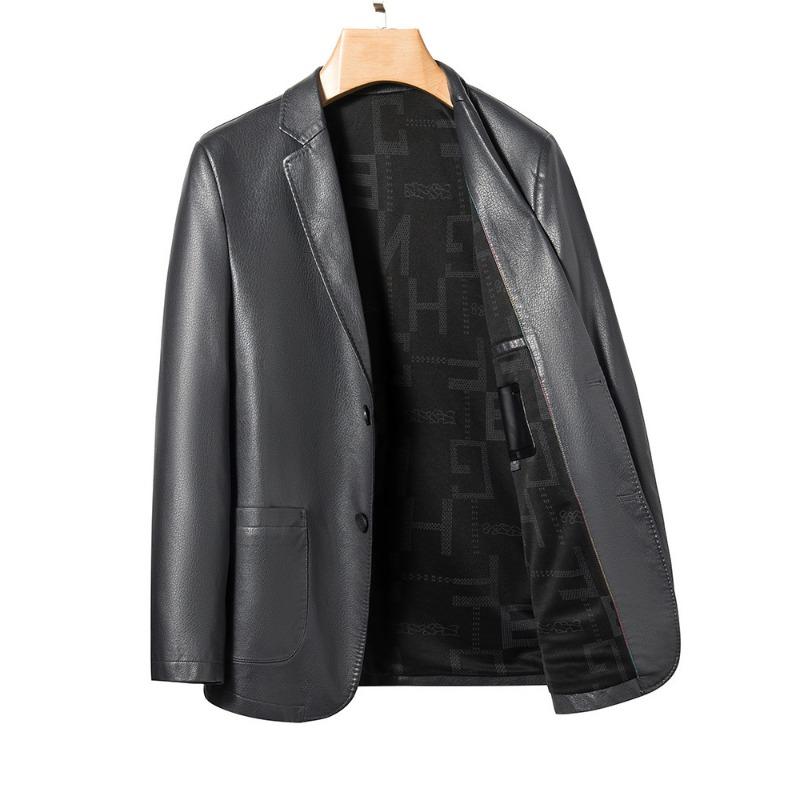 Autumn New Men's Genuine Leather Coat Slim Leather Jacket Business Casual Young Luxury Dad Wear