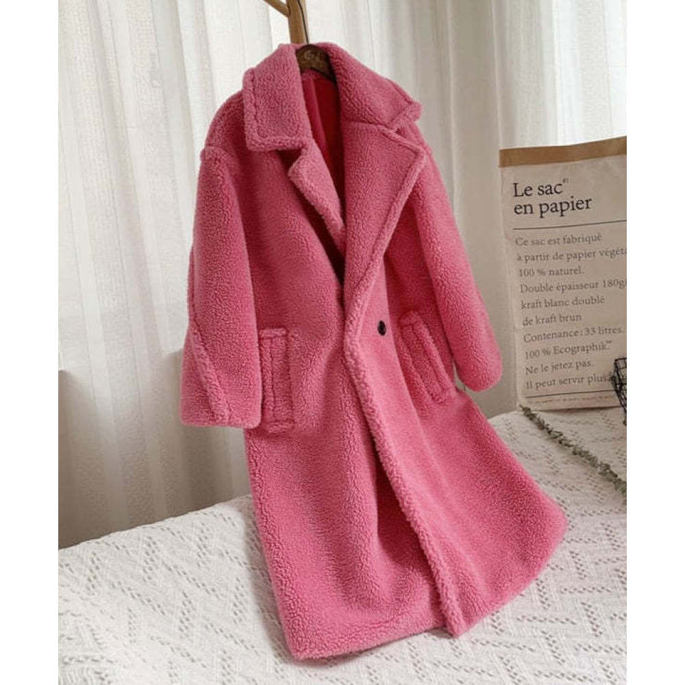Loose Fur All-in-one Imitation Fur Jacket For Women Mid-length Large Trench Coat Lambswool