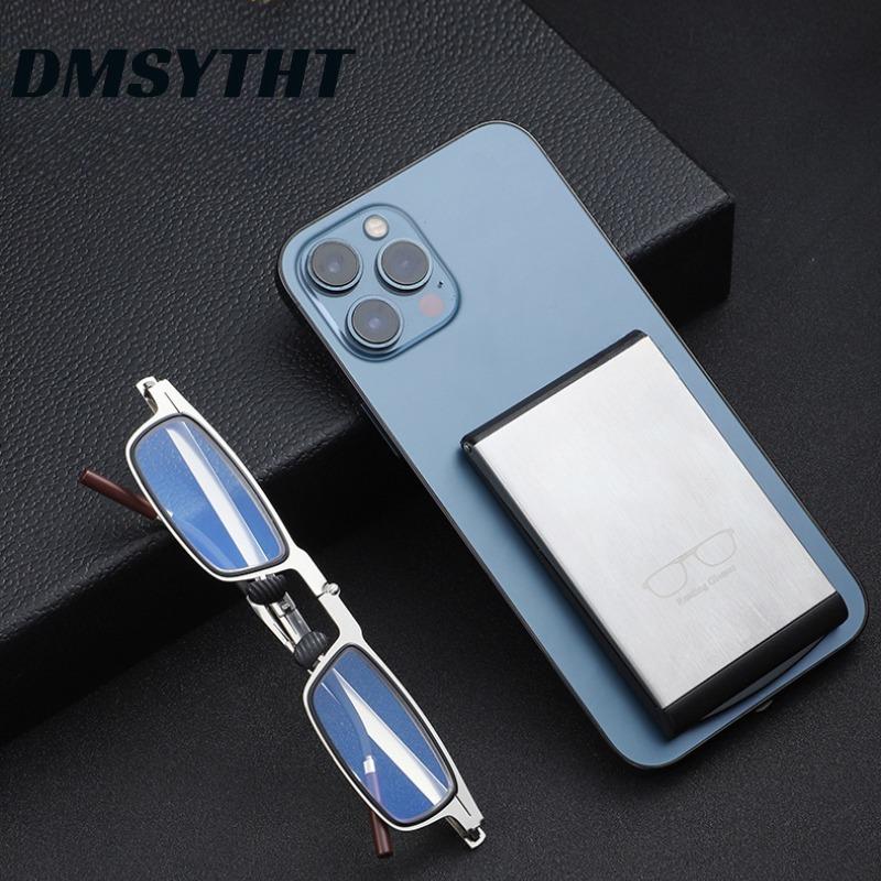 Portable Folding High Definition Anti-Blue Light Reading Glasses Men Women Phone Holder Ultra Thin with Case Presbyopic Eyeglasses