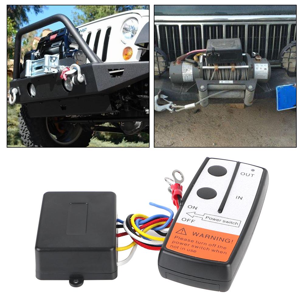 Fernbedienung für Seilwinde, kabelloses Fernbedienungsset für Seilwinde, universell für Jeep, Geländewagen, ATV-Anhänger, kabelloser elektrischer 12-V-24-V-Schalter-Controller