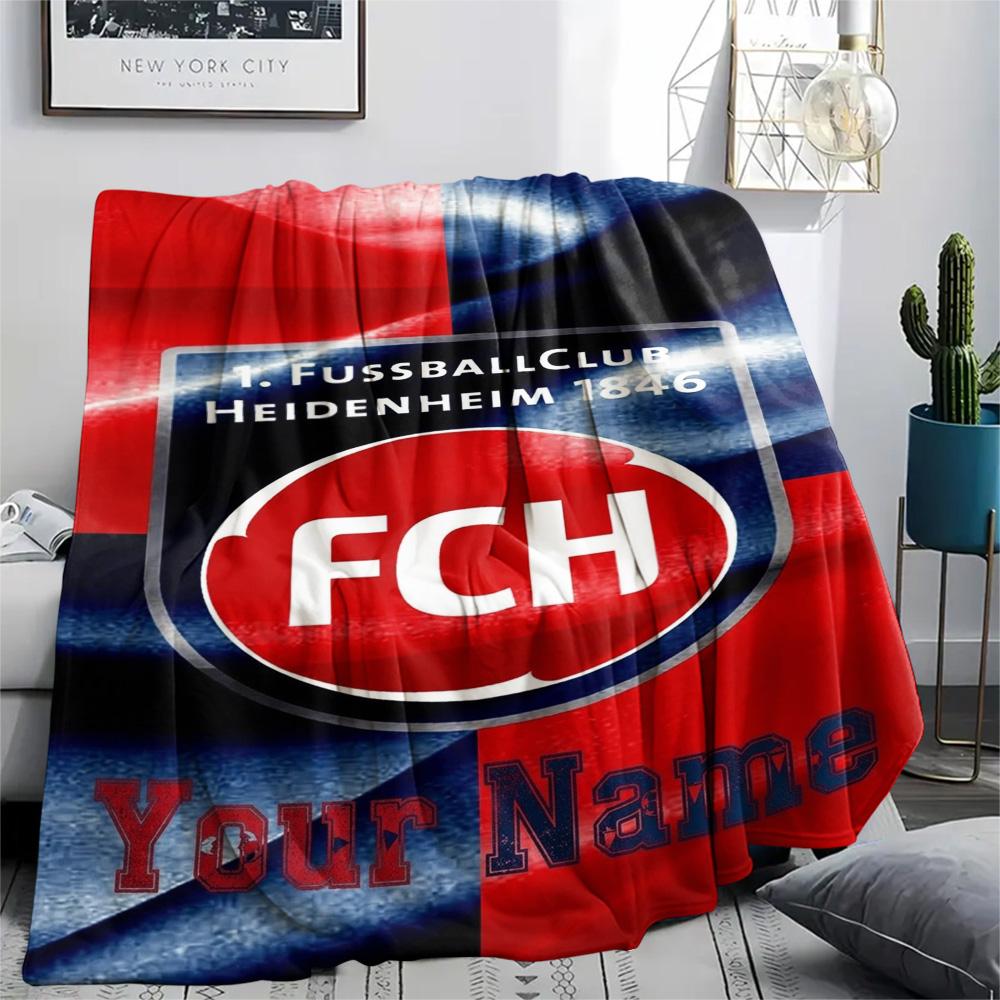 1 Stück FC Heidenheim Wappen Benutzerdefinierter Name Gemustert Flanelldecke Geeignet für Alle Jahreszeiten Für Heimdekoration Wärme Und Komfort Geschenke Feiertagsgeschenk