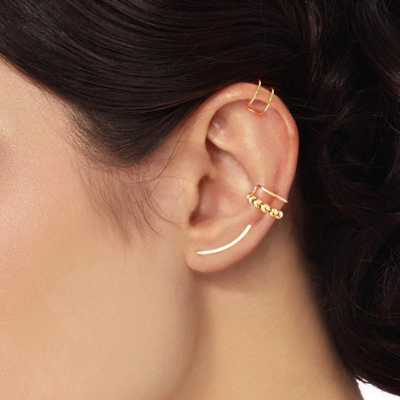 Aide 925 Silver 1pair Long Line Ear Climber Stud Earrings For Women Minimalist Ear Crawlers Studs Piercing Jewelry