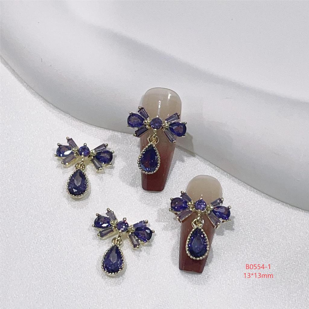 Princess Rhinestone Bow Nail Art Stickers - Colorful Crystal Pendant Accessories