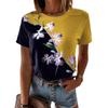 Flowers 3D Printed T-shirt Abstract Painting Round Neck Women's Short Sleeved T-shirts Top