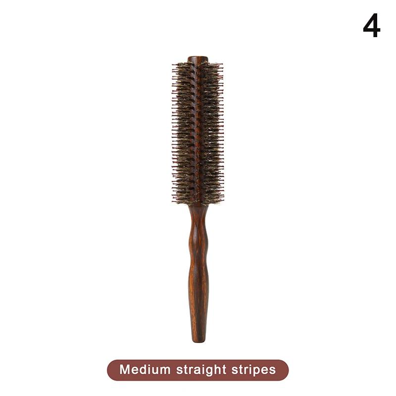 {HBA17} Natural Boar Bristle Nylon Comb Wood Round Roller Hair Brush For Women Men Curly Hair Salon Hairdressing Tools
