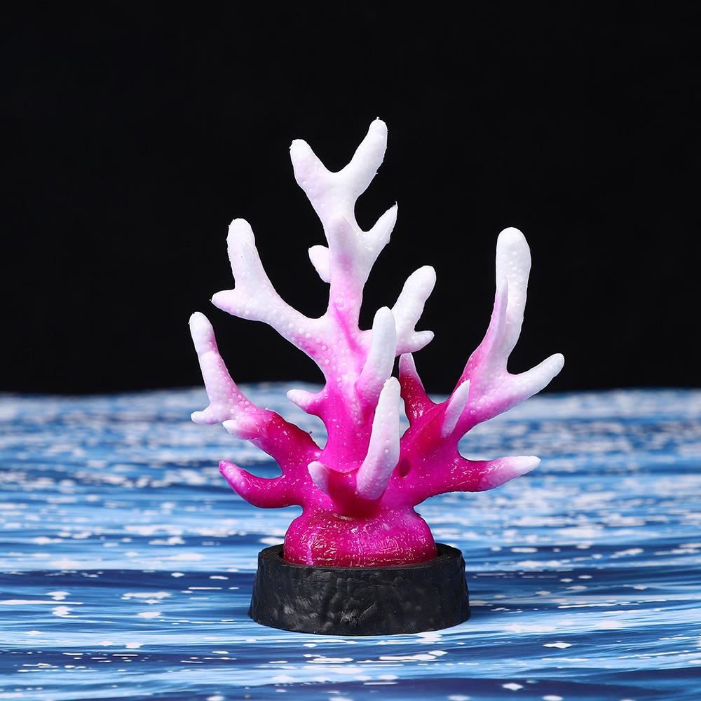 Ornamental Coral Fish Tank Decor: Ironwood Branch with Artificial Plants for Saltwater Aquarium Scenery