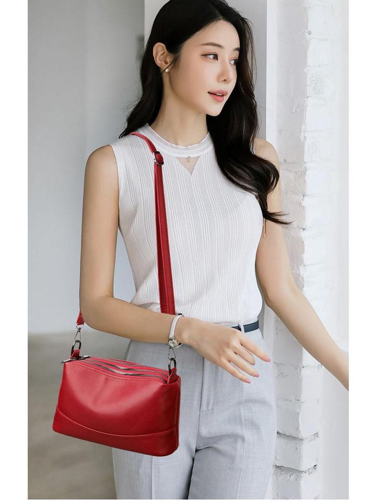 Elegant Women's Soft Leather Large Capacity Crossbody Bag 2025 - Chic Handheld Tote for Commuting Moms