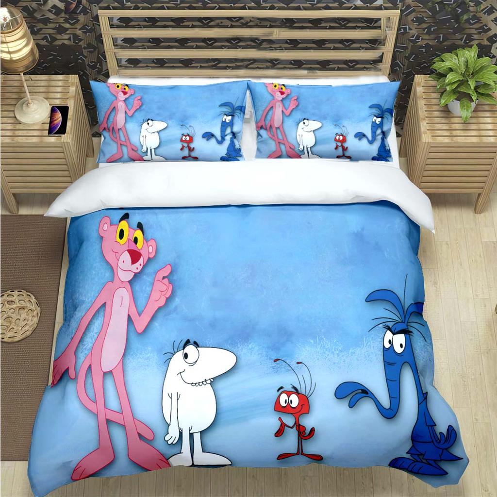 Comforter Crayon Pinkpanther Print Bedding Sets Bed Supplies Set Comforter Set Teens Girls Cartoon Twin Single Kid Gift