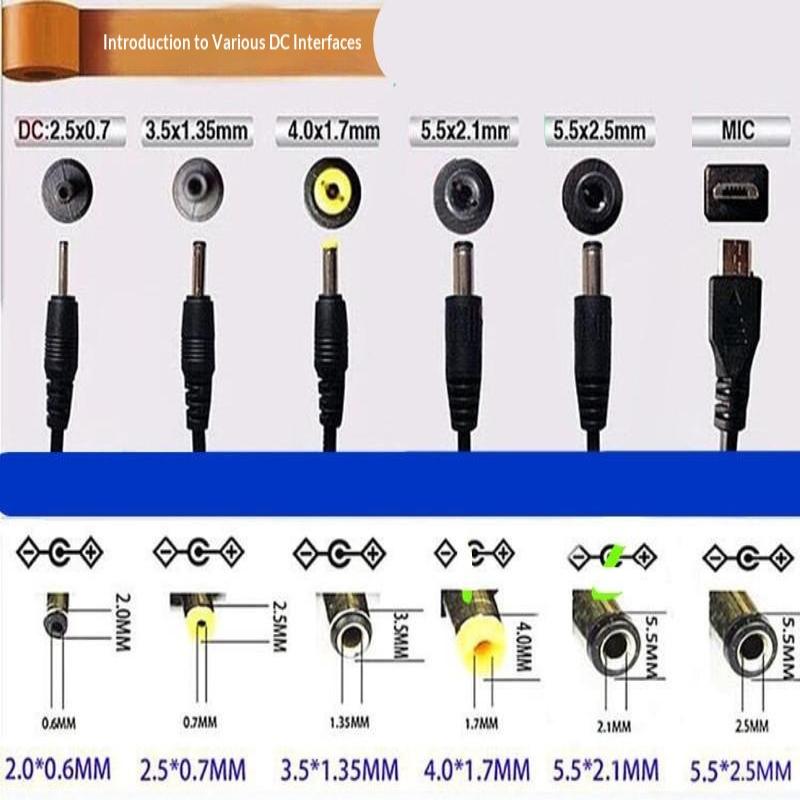 DC Power Cable 5521 Female to Multi Size Male Jack Adapter Stable Transmission Connector for Home Office Electronic Power Supply