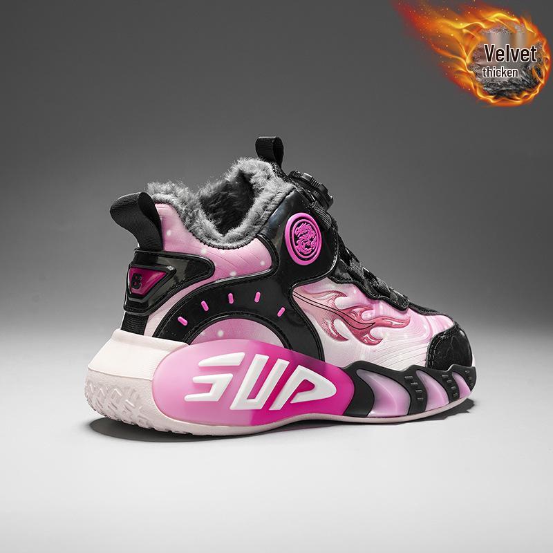 Boys' Shock-Absorbing Leather Basketball Shoes | Non-Slip, Lightweight Sports Sneakers for Big Kids, Fall/Winter 2025