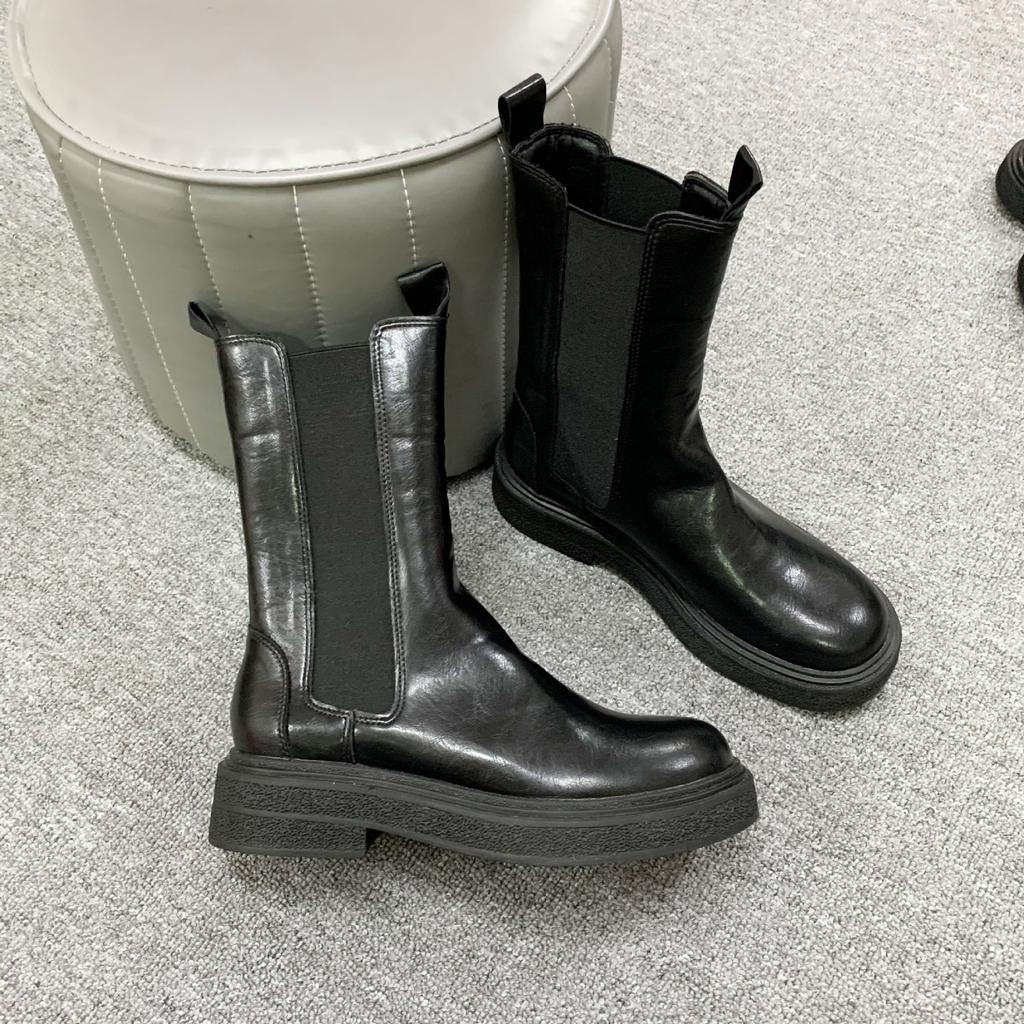 Repérez les deuxièmes cheveux ! Mère raisin mêmes chaussures Miss Sophia motif rétréci bottines Chelsea rétro lavées bottines pour femmes automne