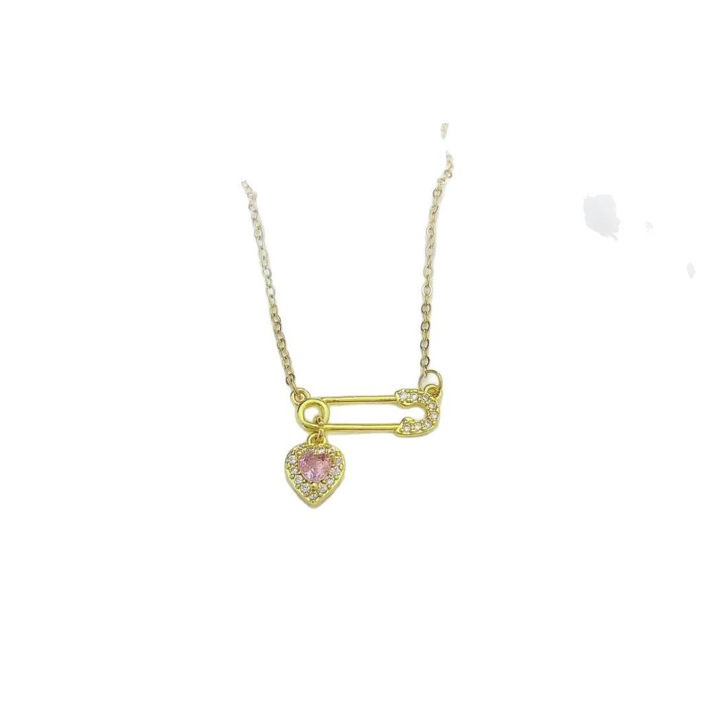 Heart Design Titanium Steel Necklace for Women - Elegant Korean Style with Full Diamond Accents