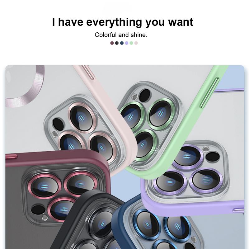 Glass Lens Magnetic Wireless Charging Case For iPhone 14 Plus 13 Pro MAX 12 Candy Color Silicon Bumper PC Transparent Cover