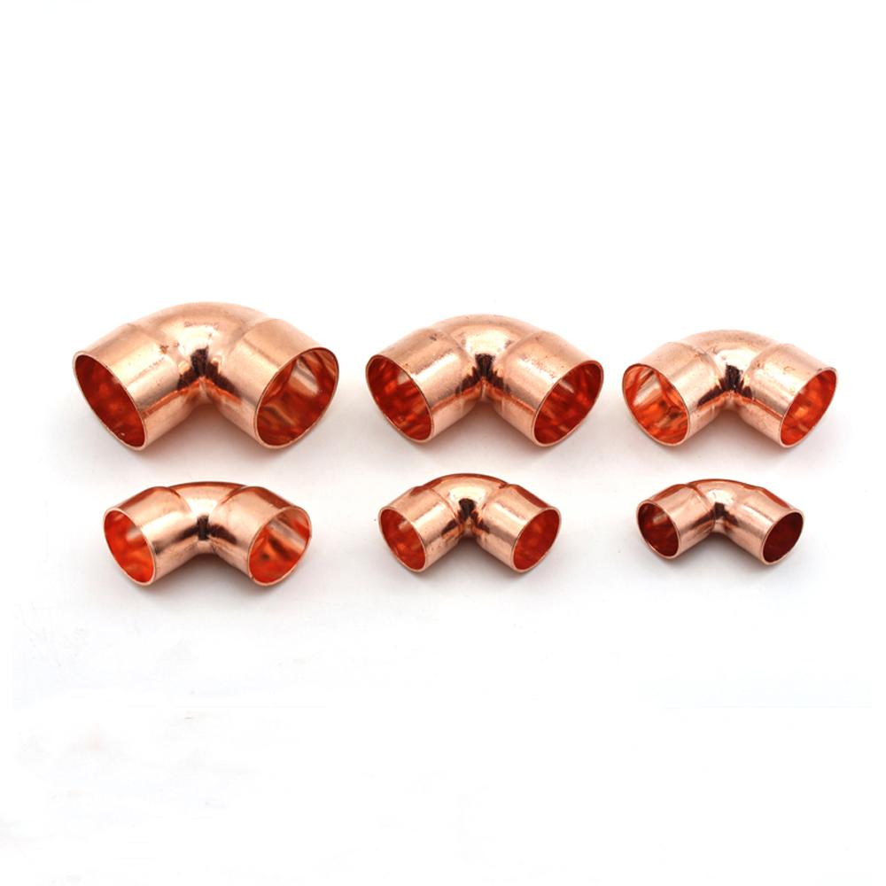 1/4" 3/8" 1/2" 6.35 8 10 14 15 16-219mm ID Pure Copper End Feed Solder 90 Degree Elbow Plumbing Fitting Coupler Air Conditioner