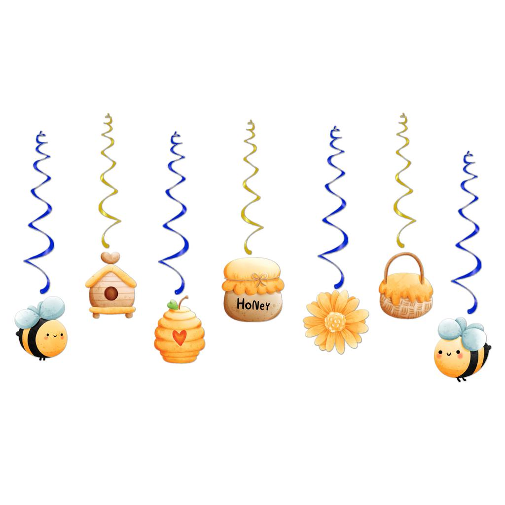 Spring Bee-themed Birthday Party Decoration Birthday Flag Spiral Tag Honey Cake Small Insert
