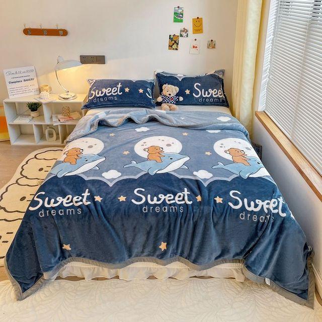 King Queen Size Soft Smooth Coral Fleece Velvet Bed Flat Sheet Winter Warm Thicken Flannel Blanket Not Including Pillowcase