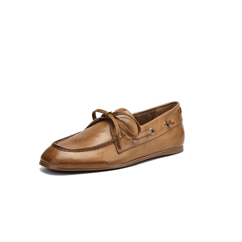 Fashion Cow Leather Round Toe Women Flat Shoes Casual Loafers Women Shoes Without Heel 2025 New Spring Autumn Mules Woman Simple Shoes