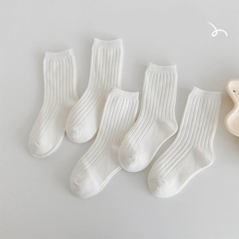Kids Simple Crew Socks Plain Ankle Socks Breathable Booties Socks Calf Socks