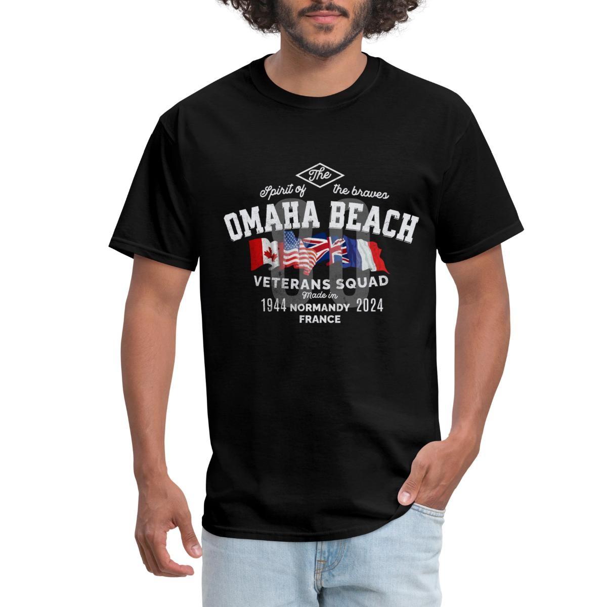 Omaha Beach D-Day 80th Anniversary Veterans Squad | Veterans Day Men s T-Shirt L