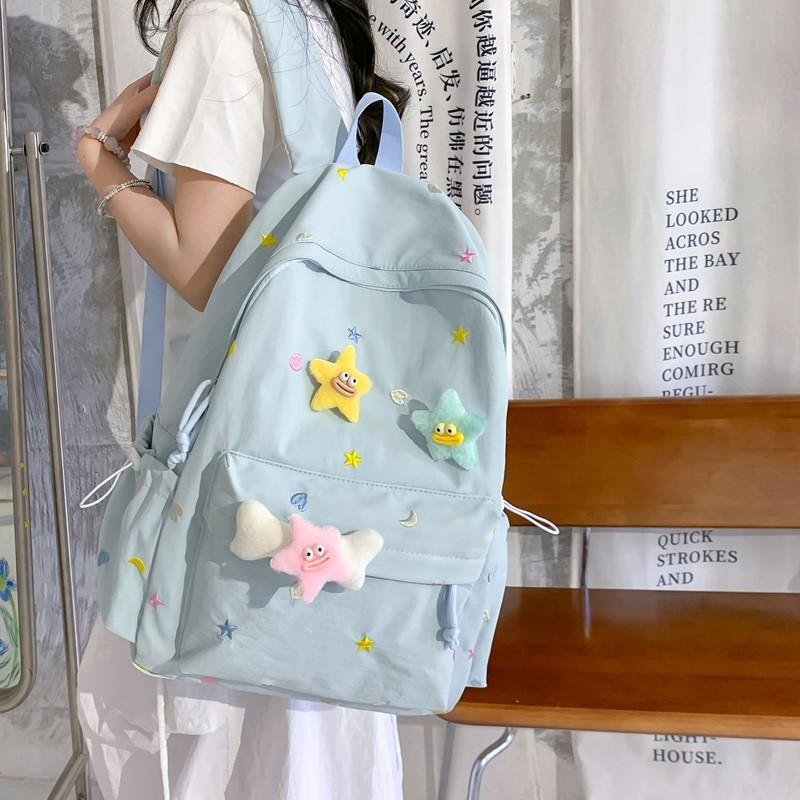 2025 Korean version schoolbag ins niche girl backpack stars cute backpack junior high school student schoolbag female