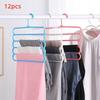 12pcs Multifunctional Anti-slip Trouser Hanger for Home Use, Trousers, Scarves and Ties Hanging Rack, Five-layer Clothes Hanger