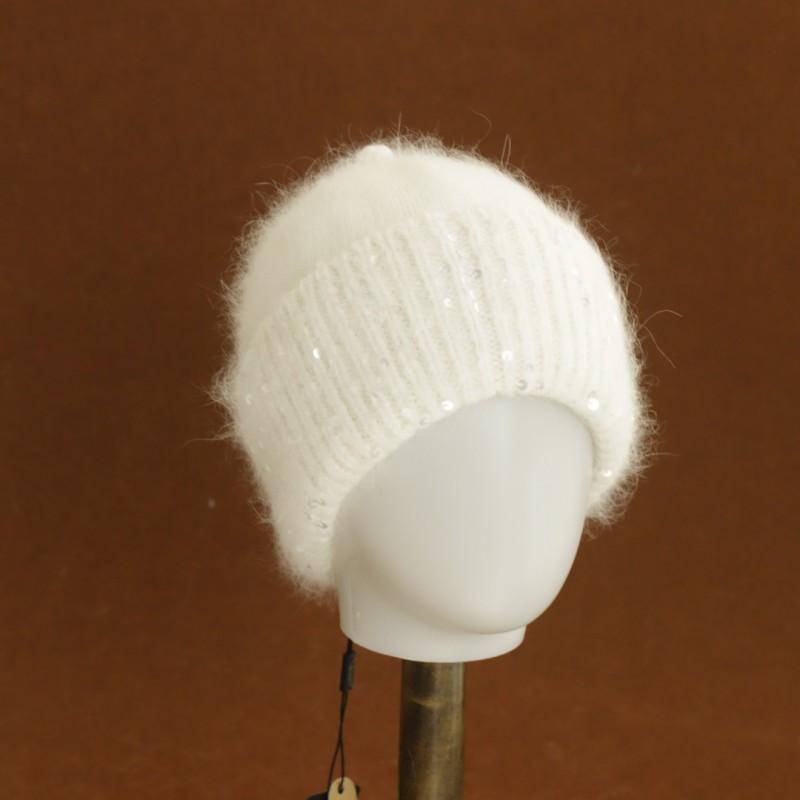 Soft Knit Beanie Hat With Sequin Accent Warm Winter Ear Protection Cap Women Men