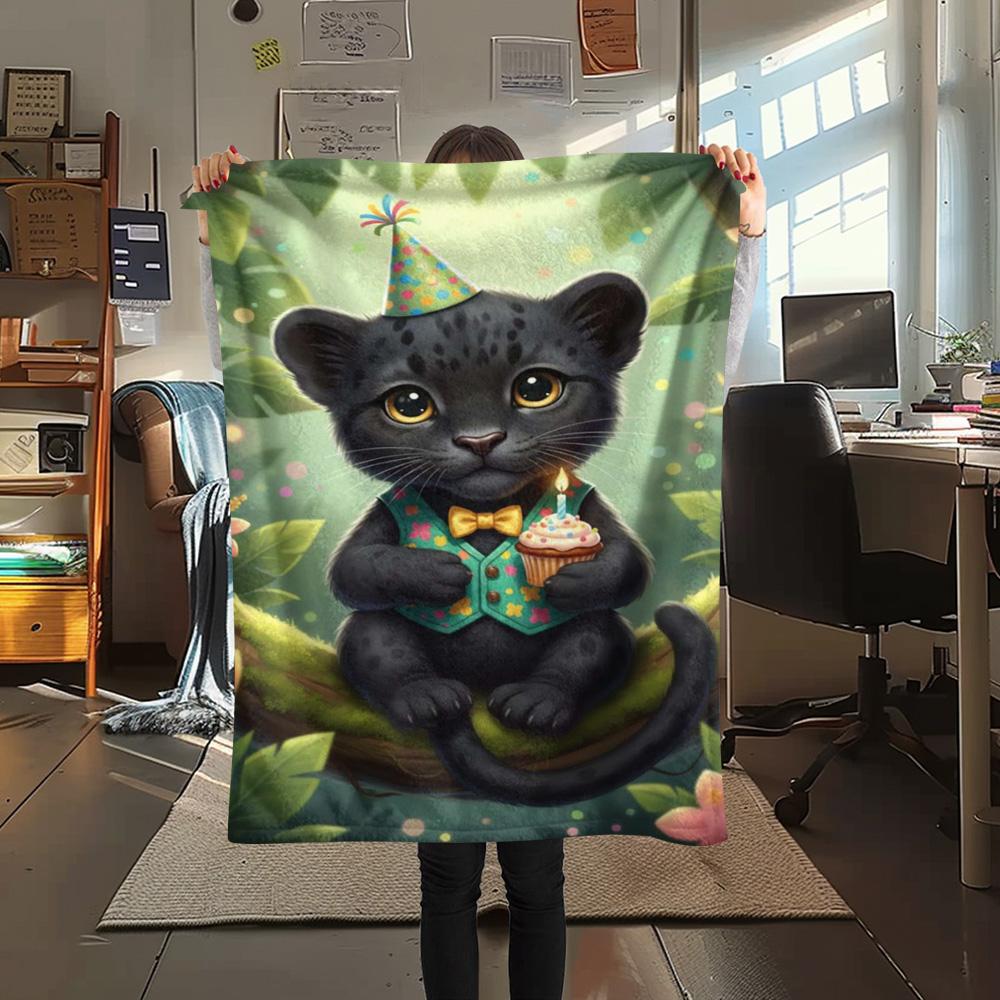 

1PC Cute-style animals Print FlAannel Blanket, High quality Comfortable for All Seasons, Home Decor, Warmth and Comfort 80cm x 120cm