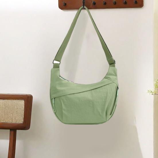 Einfarbige Hobo-Tasche, tragbare Halbmond-Umhängetasche mit Reißverschluss, Umhängetasche für Reisen, Büro, Einkaufen